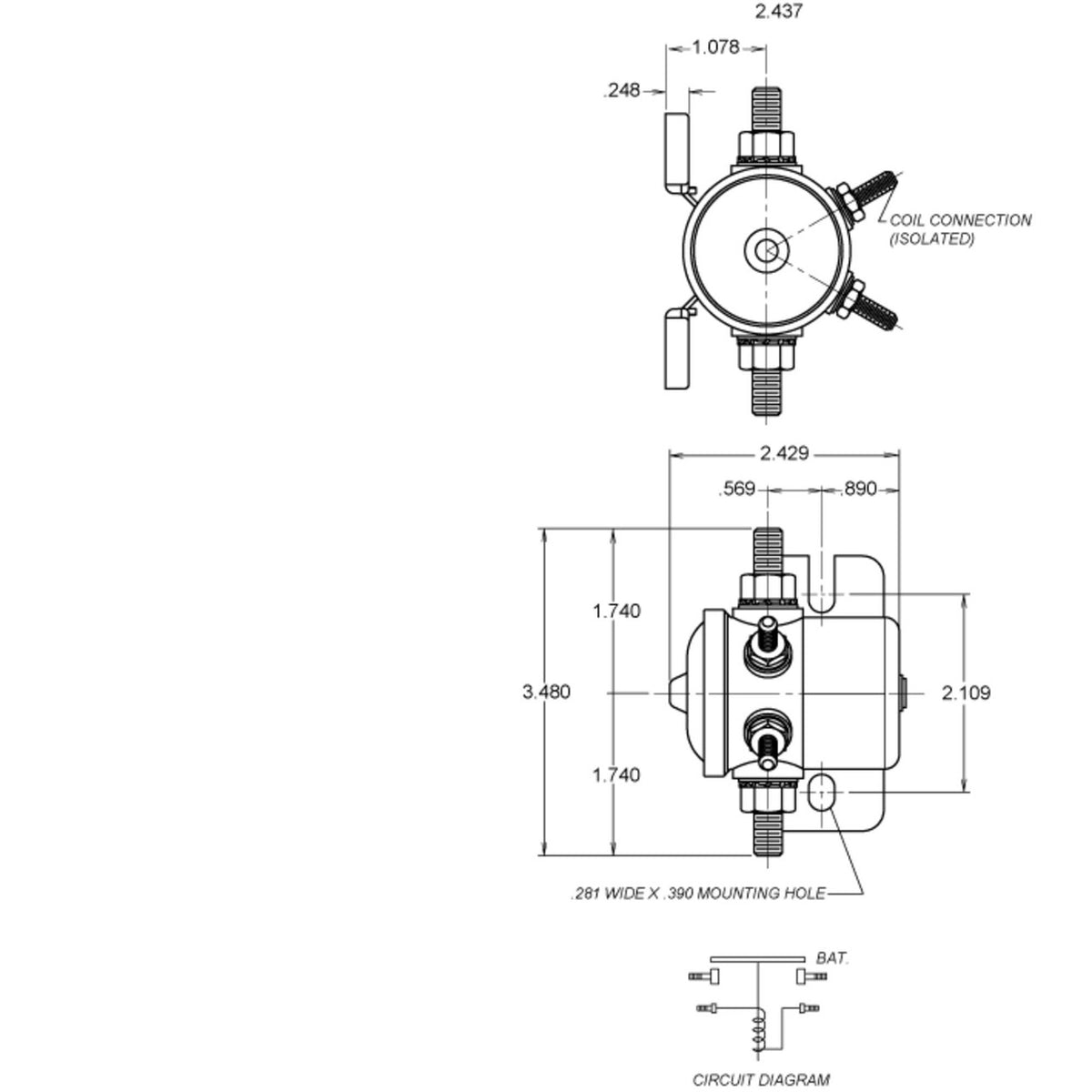 Solenoid 12V - replaces Delco 1114218, Cole Hersee 24059