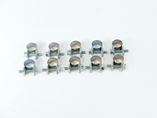 Pack of 10 Fuel Hose Clamps for 10mm - 12mm Outer Diameter