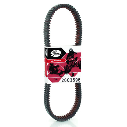 Gates G-Force CVT drive belt 26C3596 with packaging featuring ATV riders graphic