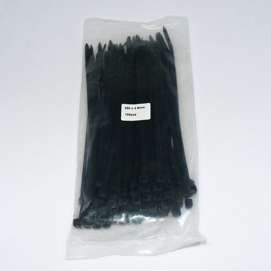 100 Black Nylon Cable Ties 203mm x 4.6mm