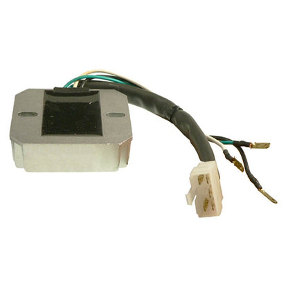 Honda motorcycle 750cc regulator rectifier with wiring harness and white connector on white background