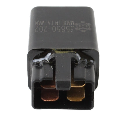 Black Honda starter relay with copper terminals, model 35850-202, made in Taiwan