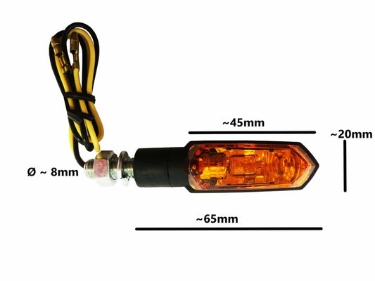 Universal Motorcycle Indicator Pair Amber Lens Black Stem 12V Replacement Part