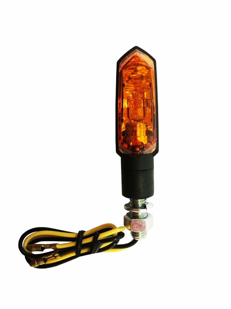 Universal Motorcycle Indicator Pair Amber Lens Black Stem 12V Replacement Part