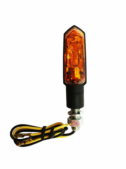 Universal Motorcycle Indicator Pair Amber Lens Black Stem 12V Replacement Part