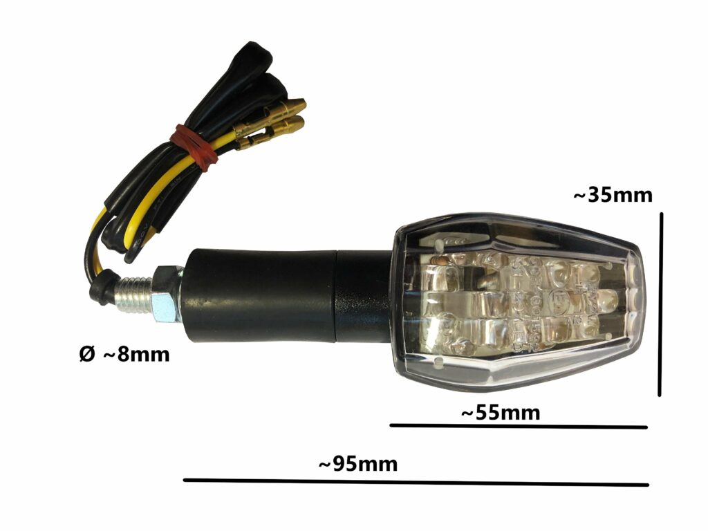 LED Indicator Clear Lens Black Stem Universal Motorcycle Turn Signal