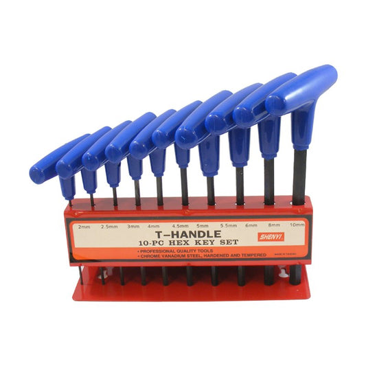 10 Piece T-Bar Allen Key Set with Mounting Stand